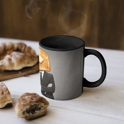 Magische Mok - Foto op Warmte Mokken - Koffiemok - Ontbijt - Koppel - Ei - Brood - Magic Mok - Beker - 350 ML - Theemok
