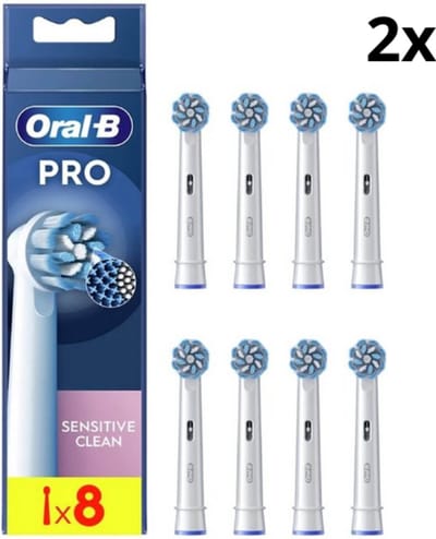 Oral B PRO Sensitive Clean Opzetborstels Wit - 2 x 8 stuks