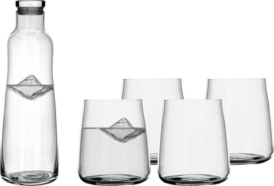 Lyngby Glas Zero Karaf set, karaf met glazen, drinkglazen set, glazen karaf, set van 5, klaar