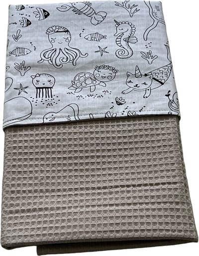 baby deken kinderwagen deken wieg deken zeeleven zand taupe kleur 60 x 90 cm