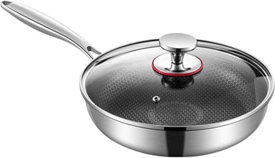 Koekenpan Antiaanbak - Keukengerei Pan - Maaltijdbereiding Thuis - Roestvrij Staal - 30 cm - Zwart