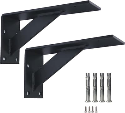Plankdragers Zwaar - Muursteunen Stevig - Zware Lasten Dragen - Dikke Staalconstructie - 50cm Lengte - Zwart