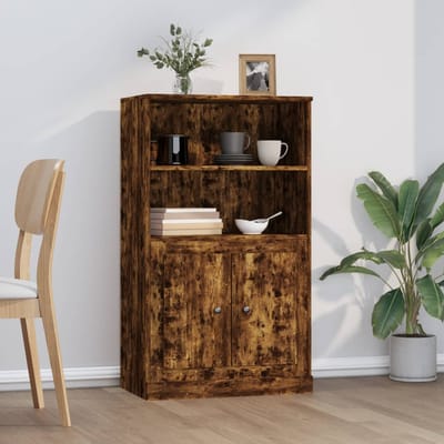 vidaXL - Hoge - kast - 60x35,5x103,5 - cm - bewerkt - hout - gerookt - eikenkleurig