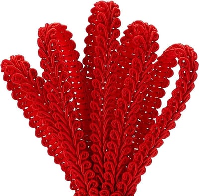 Braid Trim voor Naaiwerk, 27m (8mm) Rode Gimp Braid, Polyester Franje voor Meubels, Kostuums en DIY Creaties