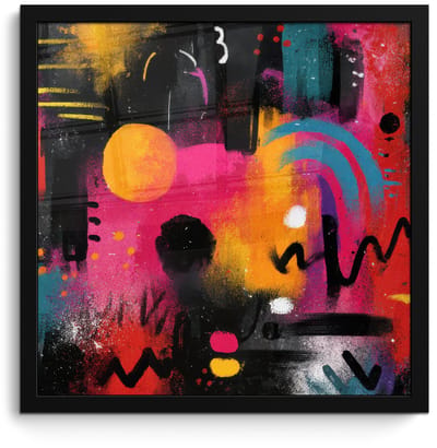 Poster in lijst - Fotolijst 40x40 cm - Posters - Kleurvlakken - Vormen - Kleurrijk - Abstract - Posterlijst zwart - Decoratie - Wanddecoratie woonkamer - Muurdecoratie slaapkamer