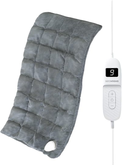 Seranova Verzwaard Elektrisch Warmtekussen voor Rug, Voeten, Nek, Schouders, Buik - Heating Pad - Verwarmingskussen - Wasmachine - 60x30cm - Grijs