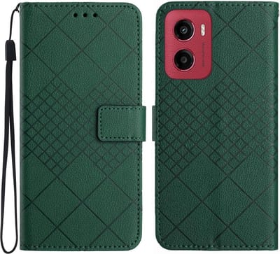 Coverup Hoesje - Geschikt voor Motorola Moto G05 / E15 Hoesje - Coverup Rhombus Book Case - Groen