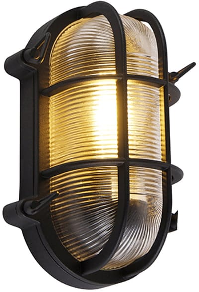 QAZQA noutica - Industriele Wandlamp voor buiten - 1 lichts - L 250 mm - Zwart - Industrieel - Buitenverlichting