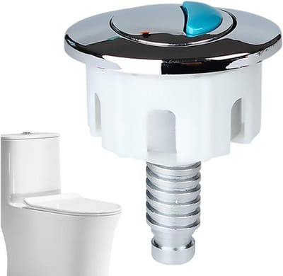 Toiletspoelknop - WC drukker - Water besparen - Dubbele spoelopties - 8x5x5 cm - Zilverkleurig