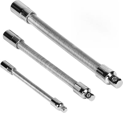 3-delige Flexibele Steeksleutel Verlengset voor 1/2", 3/8" en 1/4" Bussen, Torque tot 200Nm, Buigbaar tot 45° en Ideaal voor Krappe Ruimtes