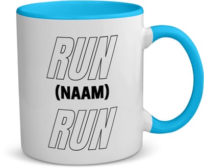 Akyol - run met eigen naam koffiemok - theemok - blauw - Hardlopen - hardloper - sport - 350 ML inhoud