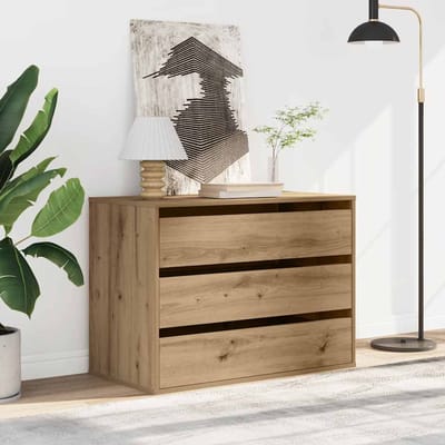 vidaXL - Ladekast - 80x41x58 - cm - bewerkt - hout - artisanaal - eikenkleurig
