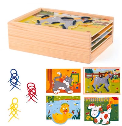Woody Woody doos dieren rijgen met veters 90920.