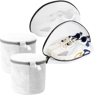 Wasnet Set - Schoen en Beha Zakken - Kleding Beschermen - Ritssluiting met Beschermhoes - 4 Stuks - Wit