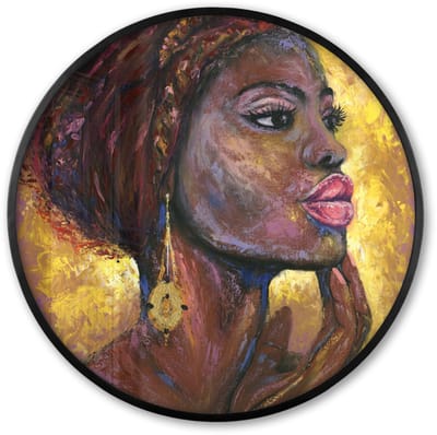 Poster in lijst Rond - Fotolijst 60x60 cm - Posters - Schilderij - Olieverf - Goud - Vrouw - Ronde posterlijst zwart - Decoratie - Wanddecoratie woonkamer - Muurdecoratie slaapkamer