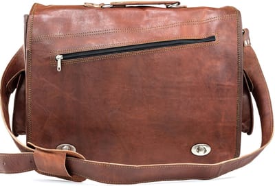 Once Doce® Urban Chique Aktetas Laptop Tas 15 inch “Arenas” 37 × 28 × 10 cm Cognac Bruin Echt Leer Businesstas - Unisex model nr 447