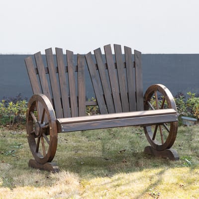 MODFU - Tuinbank Met Armleuningen - 2-Zits - Massief Hout - Donkerbruin - 108 X 66 X 95 Cm