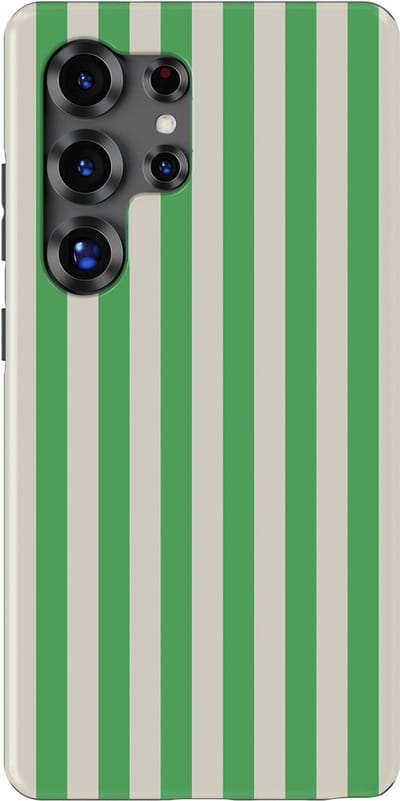 DripCase Gestreept Hoesje Samsung Galaxy S25 Ultra | Backcover met Mag | Stripes Motief | Trendy Case Samsung Galaxy S25 Ultra met Strepen Pistachio Cream
