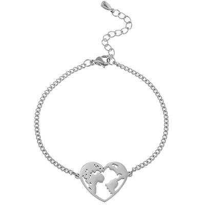 Victorious Dames Armband Zilver – Zilver Hart Wereld – 14 t/m 18cm