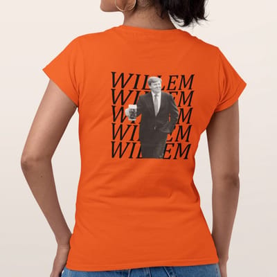 Oranje Koningsdag Dames T-shirt Willem X 5 Back XS