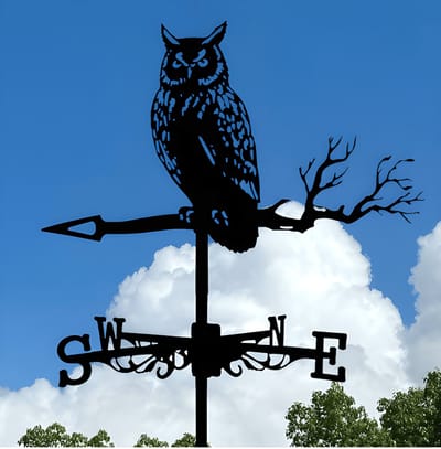 Metalen Windspinner met Dierenmotief - Smeedijzeren Tuin Decoratie voor Buiten - Ornament voor Daktuinen & Binnenplaatsen-Uil-Belle‘s product-Belle's product