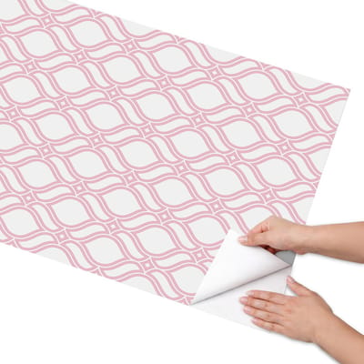 Coloray Meubel Wrap Folie - Wit Meubelfolie - 65x130 cm - Meubelfolie Zelfklevend Roze elegantie - Wrapfolie Keuken - Geometrische Meubelfolie - Decoratiefolie - Tafeldecoratie - Achtergronden en patronen
