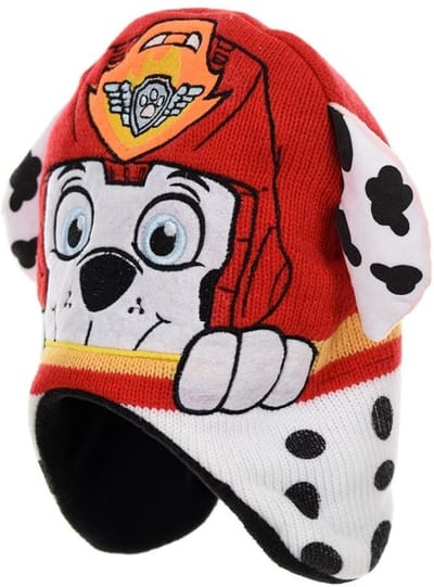 Paw Patrol Marshall - Wintermuts - Maat 48 - Fleece gevoerde Muts - Wit met rood