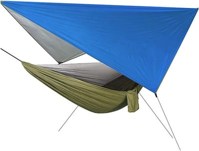 Reishangmat 3-in-1 - Kampeerhangmat Tentzeil - Outdoor Kamperen - Met Inbegrepen Net - 2 Persoons - One Color