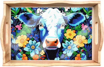 Adorzy Diamond Painting Dienblad Koe – Diamond Painting Volwassenen – Diamond Painting Volledig Pakket - DIY Pakket