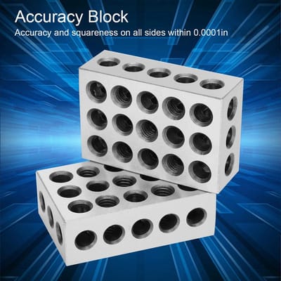 Dailygoods- Precisieblok Ultra Nauwkeurigheid - 1-2-3 Blok - Parallelle Blokken - Metrisch Blok - Precisiegereedschapstaal - 23 Gaten - Meetblok