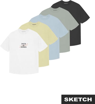 JACK&JONES - JCOETERNA FRONT PRINT TEE SS 5PK MP PLS - Heren - T-shirts