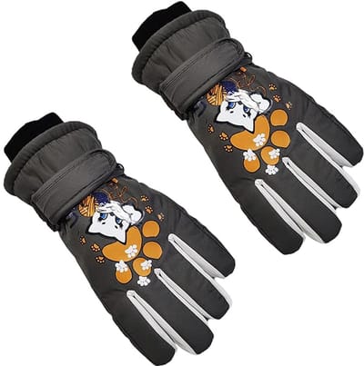 Handschoenen, kinderskihandschoenen winter waterdicht schattig patroon warm zwart