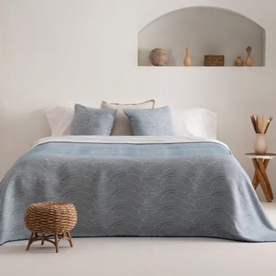 Moderne jacquard sprei in blauw - 235 x 270 cm, ademend en comfortabel