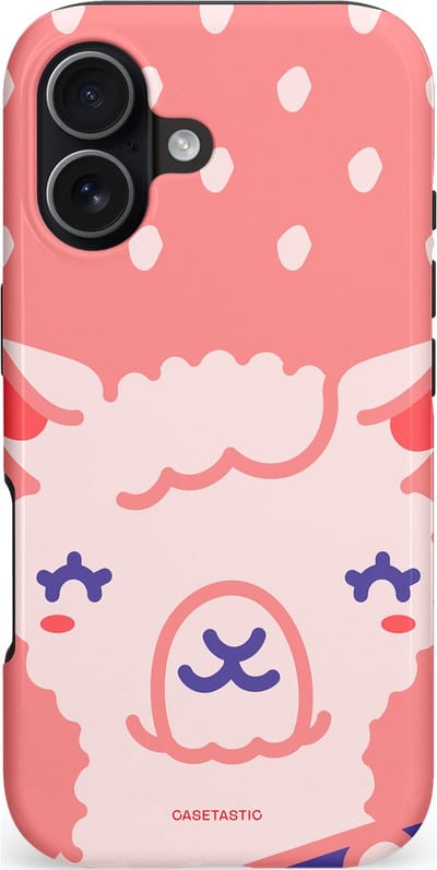 Casetastic hoesje geschikt voor Apple iPhone 17 - MagSafe - Dubbellaagse bescherming - Lama beat - Fashion Case - Koraal Wit