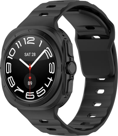 By Qubix - Compatible Samsung bandje - Solid Sportband - Zwart - Geschikt voor Samsung Galaxy Watch Ultra / Ultra 2 - 47mm