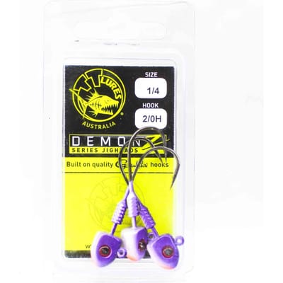 Tackle Tactics TT Demonz Jig Head 1/4oz 2/0H 3/pack Paarse Minnow (7020) black