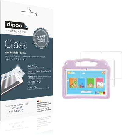 dipos – 2x Matte Pantserfolie geschikt voor LETGOSPT Kids Tablet 10.1 | 9H Screenprotector