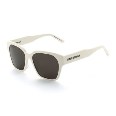 Lunettes de soleil Papillon en Acétate Décoration Lettres Logo Latéral Balenciaga Lunettes de soleil Unisexe Blanc BB0215SA003 Basic Packaging-Eyeglass Case,56,White