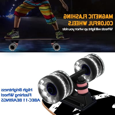 Kleurrijk Skateboard met Flitsende Wielen voor Beginners en Kinderen - Compleet 9-laags Skateboard van Canadees Esdoorn, Geschikt voor Tieners en Volwassenen, Concave Ontwerp