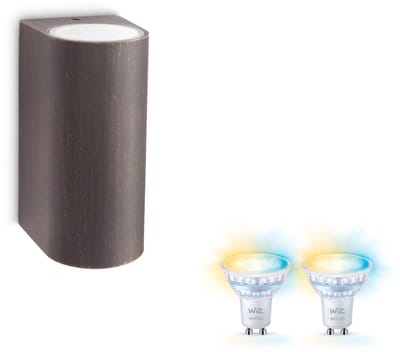 WiZ Nightingale Wandlamp voor Buiten Up & Down (Roestbruin) - Buitenlamp - GU10 - Warm tot Koelwit Licht - Te bedienen via WiFi