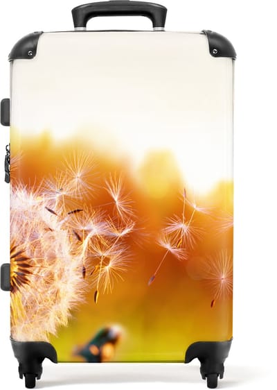 NoBoringSuitcases.com - Grote koffer - Paardenbloem - Bloemen - Zon - Lente - Botanisch - Reiskoffer met 4 wielen - Trolley op wieltjes - Rolkoffer groot - 72 liter - Ruimbagage valies 20kg - Valiezen voor volwassenen