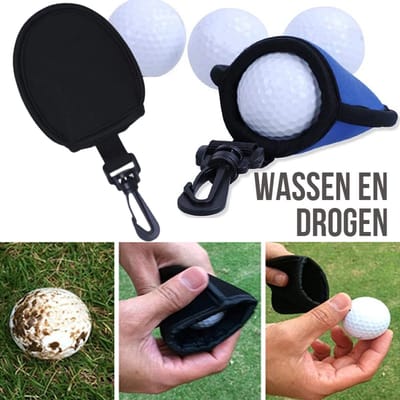 Allernieuwste.nl® Golfbal Wassen en Drogen ZWART - Golfball Washer Cleaner - Handig Cadeau Geschenk voor Golfers - Waterdicht - ZWART