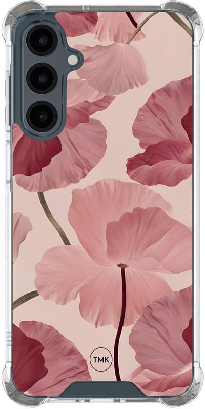 Shockproof hoesje geschikt voor Samsung Galaxy A16 - Vintage blossom - Schokbestendig - Verhoogde randen - TPU case - Extra Sterke Back Cover - Bloemen - Transparant, Roze