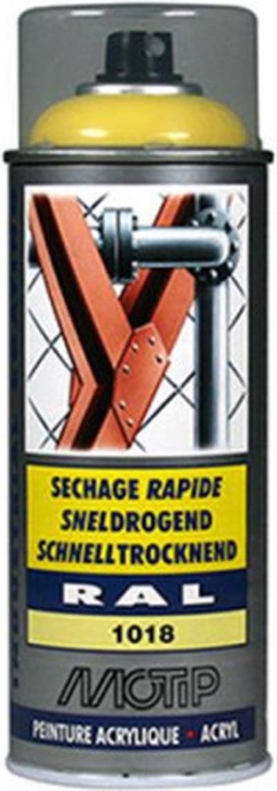 Motip industrial acryllak hoogglans RAL 1018 zink geel - 400 ml