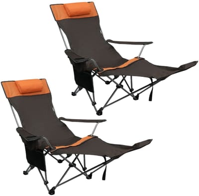 Coemo 2-delige set ligstoel draagbare campingstoel, inklapbaar, bekerhouder, tas - Bruin