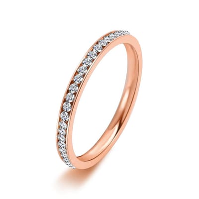 2mm Iced Out Zirkonia Ring Dames Goud Zilver Kleur Roestvrij Staal Trouwringen voor Vrouwen Mode Sieraden Cadeau 9&as picture beige