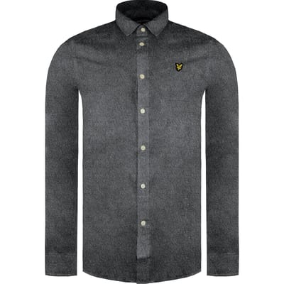 Lyle & Scott Multi Garen Geborsteld Heren Grijs Overhemd