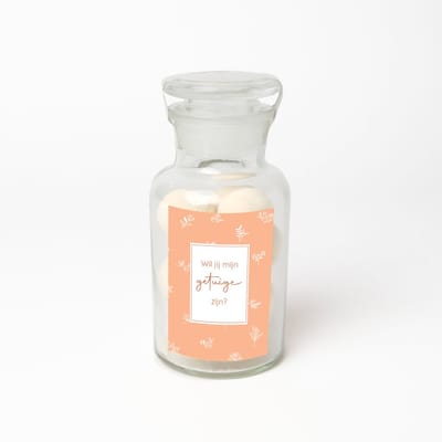 Apothekersfles - Bruisballen - Ontspanning - Getuige vragen - Wil jij mijn getuige zijn - Getuige vragen cadeau - Orange botanical design