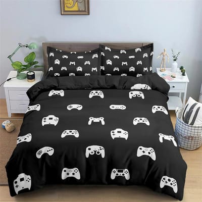 Kinderen Tieners Videogames Dekbedovertrek Set Jongens Gamer Dekbedovertrek Gaming Controller Patroon Beddengoed Set Polyester Dekbedovertrek 135X200cm-2pcs