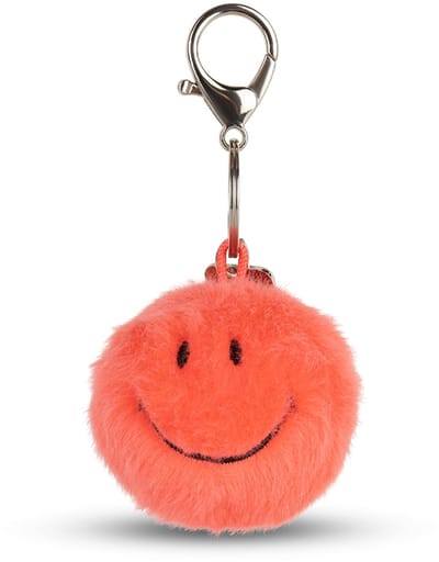 Smiley Sleutelhanger Fuzzy Bright Coral ECO 5,5cm